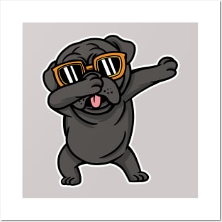 Cool Dabbing Black Pug with Sunglasses Posters and Art